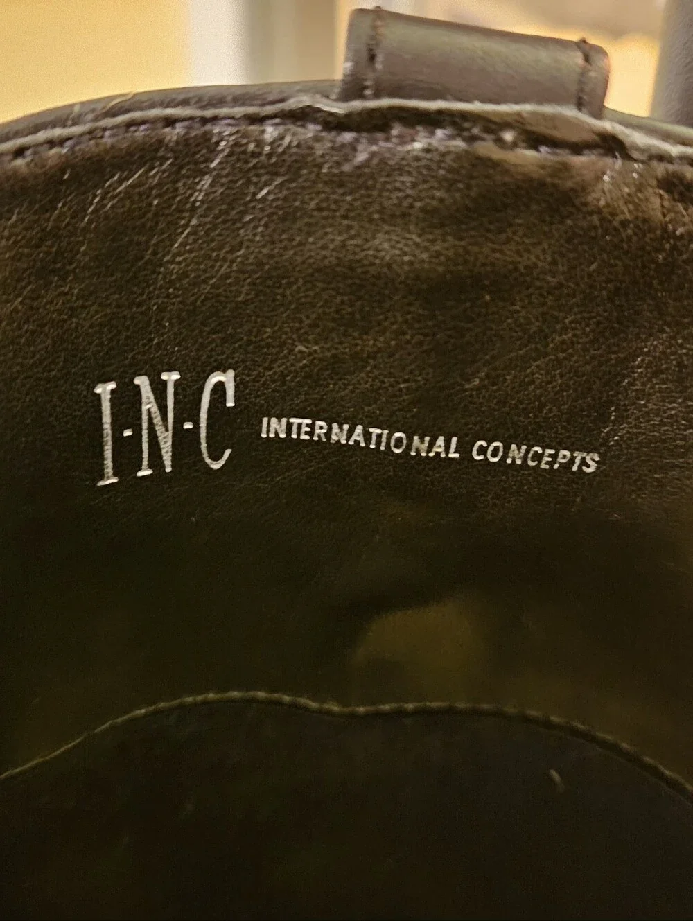 INC International Concepts Fawne Black Leather Riding Boots 7.5 M - FLAWLESS